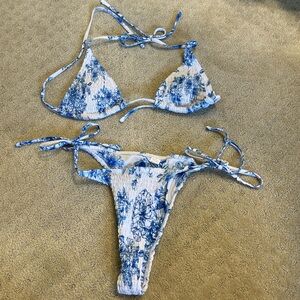 Blue Floral Bikini Set